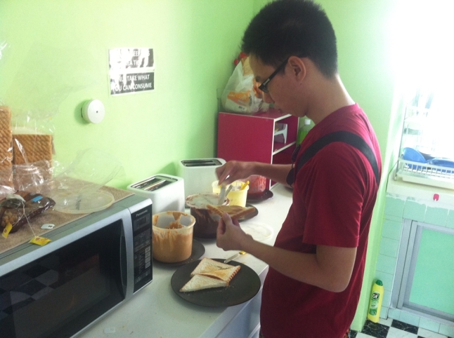 Self-made breakfast at Traveller@SG Hostel